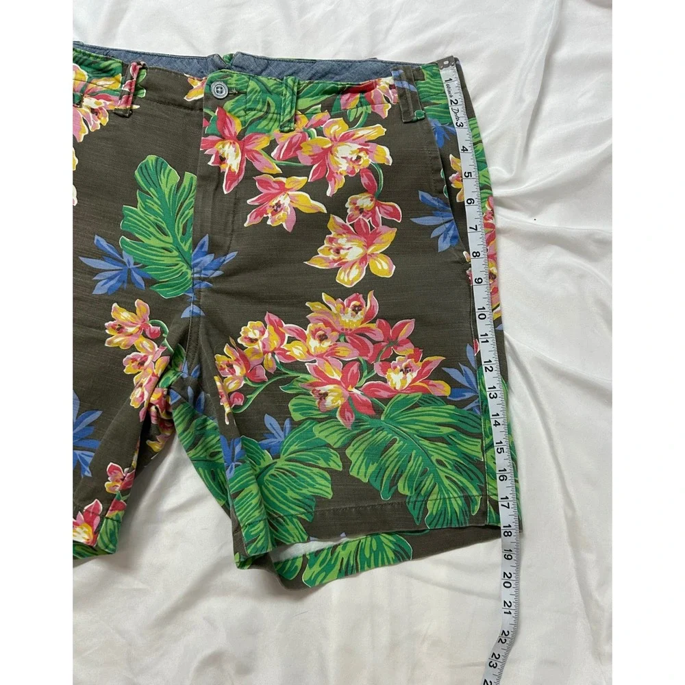 Polo Ralph Lauren Mens 36 Tropical Floral Shorts Straight Fit Green Pink Orchid